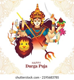 Indian god durga in happy durga puja subh navratri background