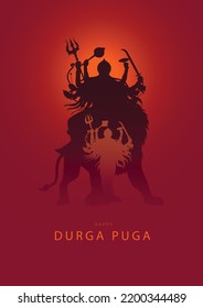 indian God durga in Happy Durga Puja Subh Navratri background. vector illustration design