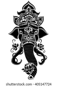 Indian God Ganesha . elephant mask . Indian elephant .
