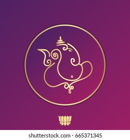 Indian god ganesha vector illustration design. Auspicious hindu symbol for wedding invitation, backgrounds, greetings and banners. Luxury design elements. 