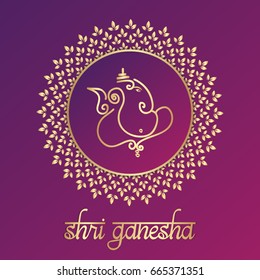 Indian God Ganesha Vector Illustration Design. Auspicious Hindu Symbol For Wedding Invitation, Backgrounds, Greetings And Banners. Luxury Design Elements. 