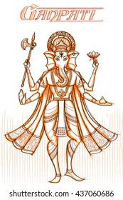 Indian God Ganpati in sketchy look. Vector illustration