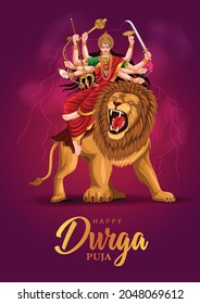 indian God Happy Durga Puja Subh Navratri background. vector illustration design