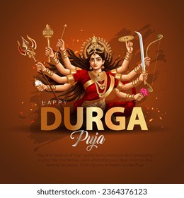 Indian God Happy Durga Puja Subh Navratri background. editable vector illustration design