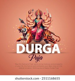 Fondo indio del dios feliz Durga Puja Subh Navratri. diseño editable de la Ilustración vectorial