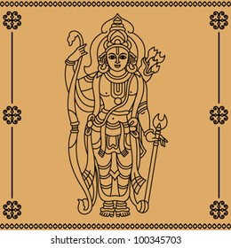 Indian god Krishna on a beige background