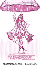 Indian God Krishna in sketchy look. Vector illustration