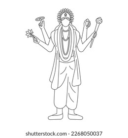 indian god lord vishnu. ethnic deity of Hinduism mythology. vector illustration design.