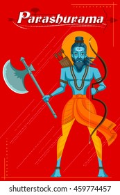 Indian God Parashurama with axe. Vector illustration