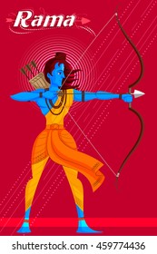 Indian God Rama with bow and arrow. Vector illustration