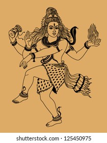 Indian god Shiva on a beige background