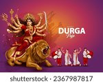 Indian God shri Druga in Happy Durga Puja Subh Navratri red background. vector illustration design