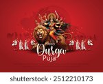 Indian God shri Druga in Happy Durga Puja Subh Navratri red background. vector illustration design