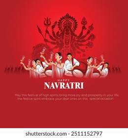 Indian God shri Druga in Happy Durga Puja Subh Navratri red background. vector illustration design