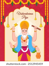 O deus indiano shri Vishwakarma ji um arquiteto engenheiro divino do universo Vishwakarma puja