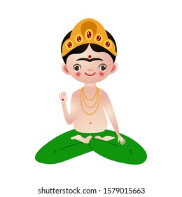 Indian god sitting in golden crown vector illustration