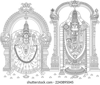 Arte de la Línea Thirupathi de Dios Indio _ 114