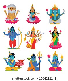 Indian God Vector Hindu Godhead Of Goddess Character And Hinduism Godlike Idol Ganesha In India Illustration Set Of Asian Godly Religion Isolated On White Background