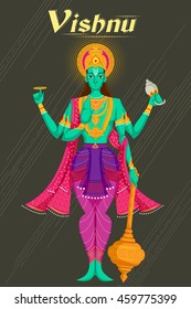 Indian God Vishnu giving blessing. Vector illustration