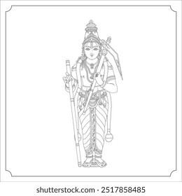 Indian Goddess BALARAMAVATARA Isolated Outline Vector Illustration