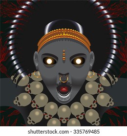 Indian goddess of death Kali vector art