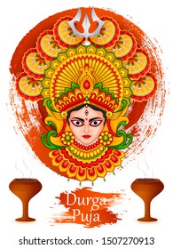 Indian Goddess Durga for Happy Dussehra or Shubh Navratri festival of India in vector