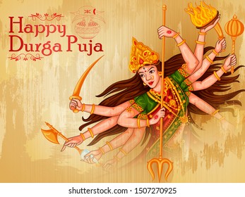 Indian Goddess Durga for Happy Dussehra or Shubh Navratri festival of India in vector