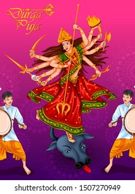 Indian Goddess Durga for Happy Dussehra or Shubh Navratri festival of India in vector