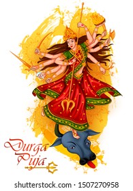 Indian Goddess Durga for Happy Dussehra or Shubh Navratri festival of India in vector