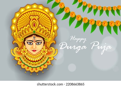 Indian Goddess Durga for Happy Dussehra or Shubh Navratri festival of India in vector