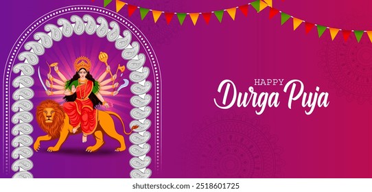 Indian Goddess Durga for Happy Durga Puja Dussehra or Shubh Navratri festival of India religious background 