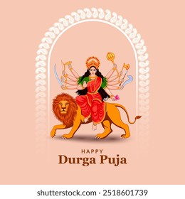 Indian Goddess Durga for Happy Durga Puja Dussehra or Shubh Navratri festival of India religious background 