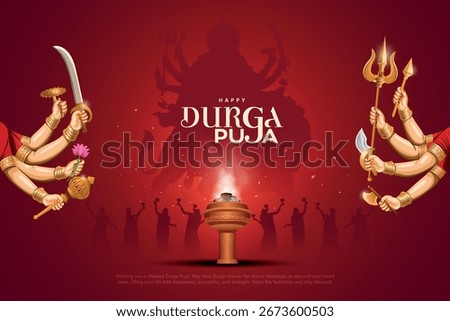 indian Goddess durga in Happy Durga Puja Subh Navratri background. Creative vector illustration design. Stock photo © 