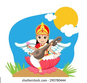 Indian Goddess of Education - Maa Saraswati svg
