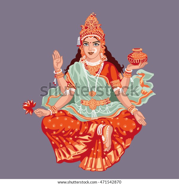 Indian Goddess Ganga Maiya Beautiful Sari Stock Vector (Royalty Free ...