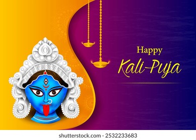 Indian Goddess Kali für Happy Kali Puja oder Subh Diwali Festival of India in Vektor