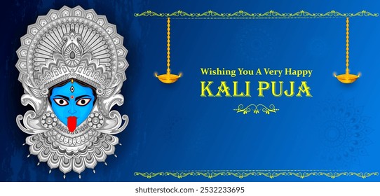 Indian Goddess Kali für Happy Kali Puja oder Subh Diwali Festival of India in Vektor