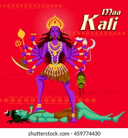 Indian Goddess Kali with Shiva. Vector illustration