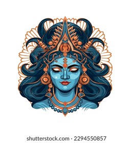  Indian  goddess Kali. Spiritual and  occultism. Vector isolated illustration.