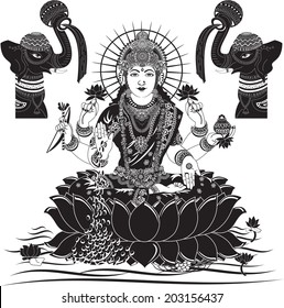 Indian Goddess Lakshmi vector illustration