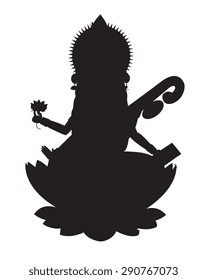 Indian Goddess Maa Saraswati Silhouette svg