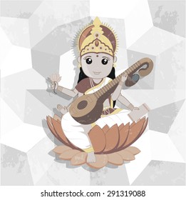 Indian Goddess of Music - Maa Saraswati svg