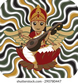 Indian Goddess Saraswati Illustration svg