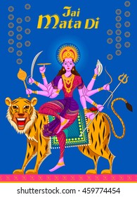 Indian Goddess Sherawali Maa on Tiger. Vector illustration