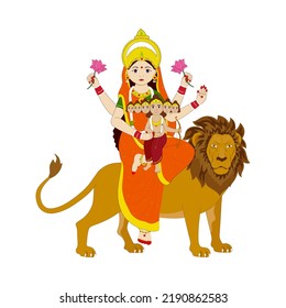 Indian Goddess Skandmata Sculpture On White Stock Vector (Royalty Free ...