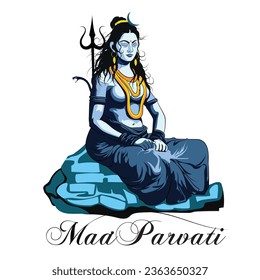 Indian Goddess vector drawing, An illustration of Hindu religious worship image, Vector illustration of festive Goddess
