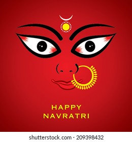 indian godess durga devi face background vector