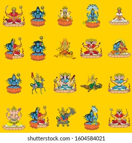 Indian gods, set of the main gods of the Vedic religion