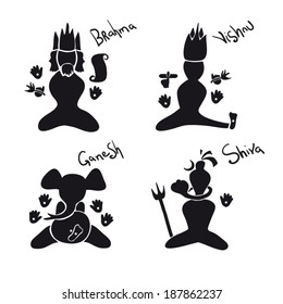 Indian gods silhouettes