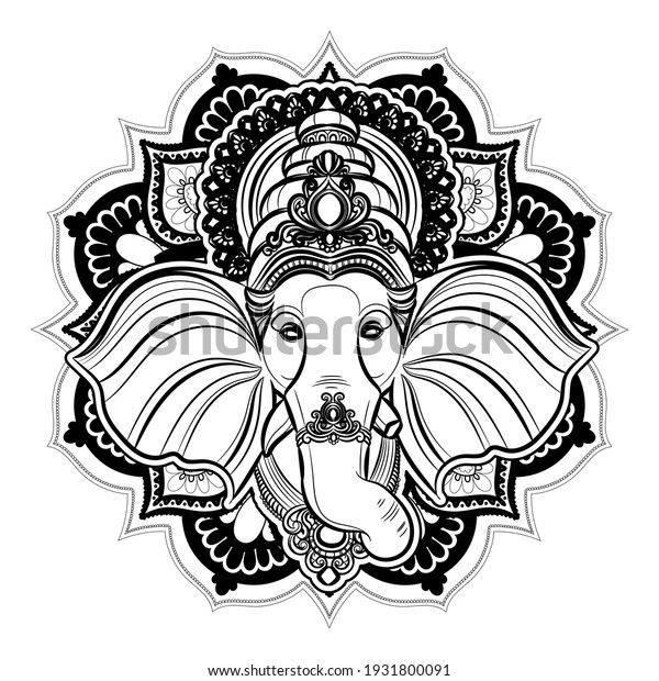 Indian Gog Ganesha Head On Background Stock Vector (royalty Free 